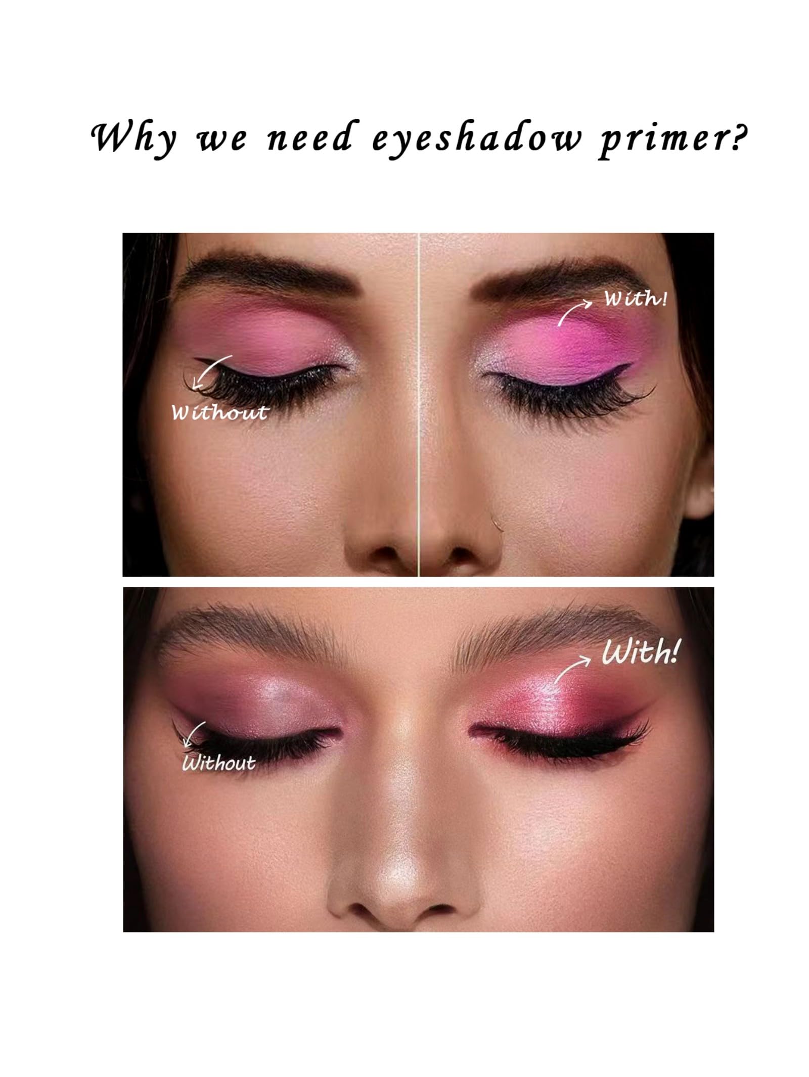Waterproof and smudgeproof eye primer base by NANASO for preventing eyeshadow creasing.