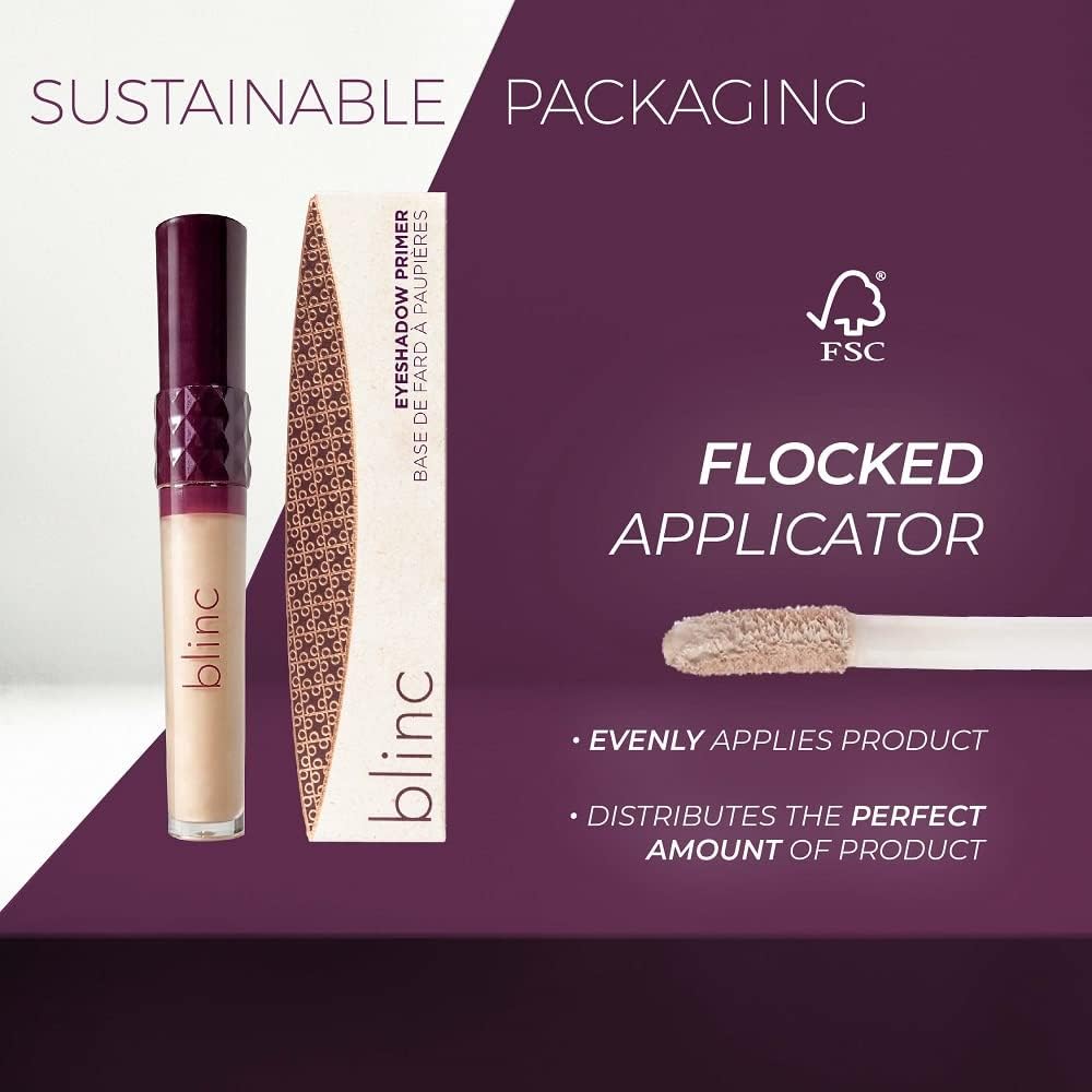 Applying Blinc long-lasting eyeshadow primer onto bare eyelid using the doe-foot wand