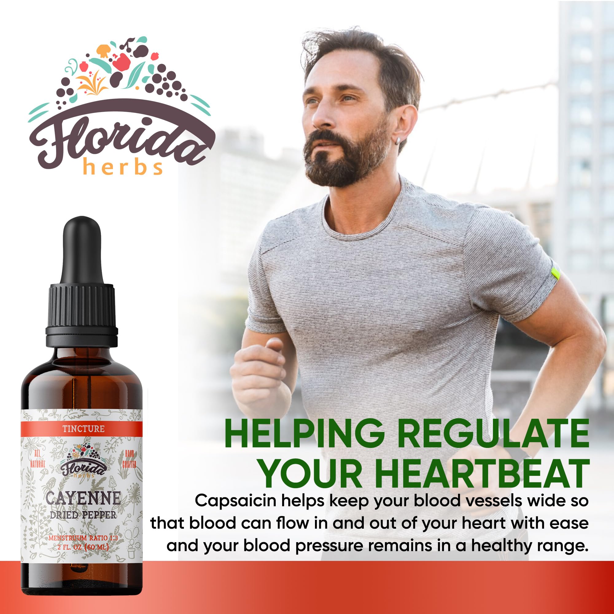 Florida Herbs Cayenne Pepper liquid supplement bottle showing ingredients label.