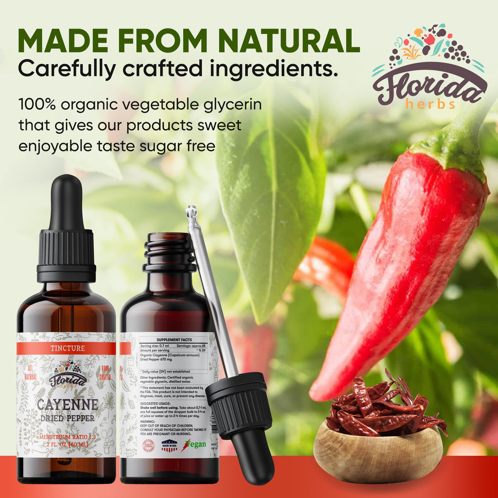 Alcohol free organic cayenne extract vegetable glycerin formulation side view.