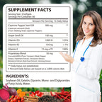 Flasture cayenne pepper 240 softgels bottle back label detailing proper usage guidelines.