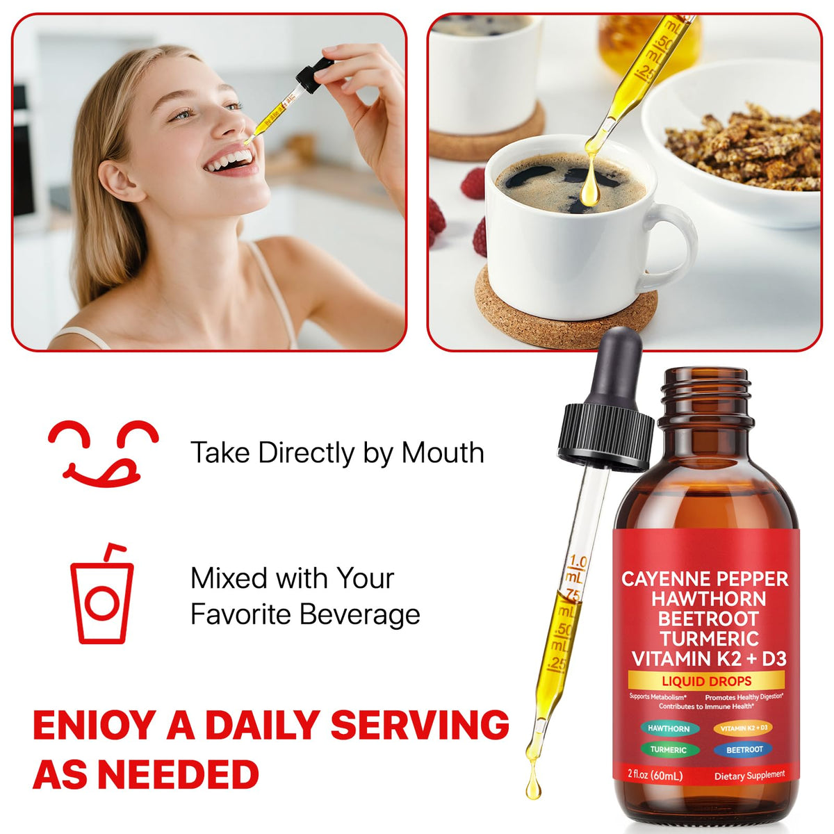 Maani Essence health supplement dropper bottle with Ceylon cinnamon and turmeric