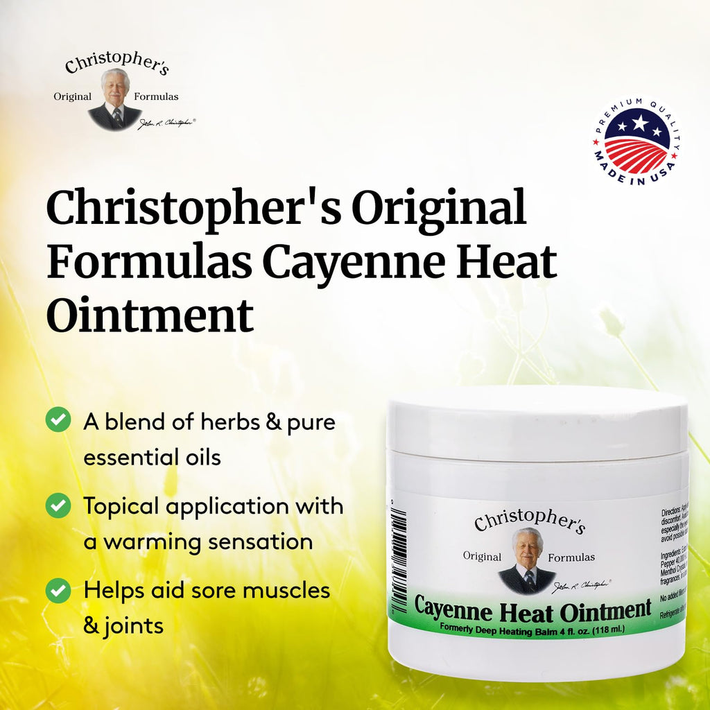 Authentic imported muscle relief ointment package displaying the 40,000 Heating Units cayenne pepper formulation details.