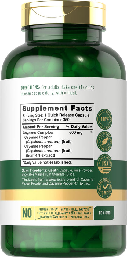 Carlyle Cayenne Pepper supplement nutritional facts and ingredients label layout