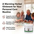 Full product range view of the 4 fluid ounce warming herbal massage balm on a clean background.