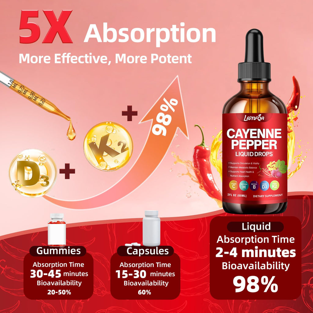 LAMFQA cayenne pepper supplement mixed into a healthy morning smoothie beverage