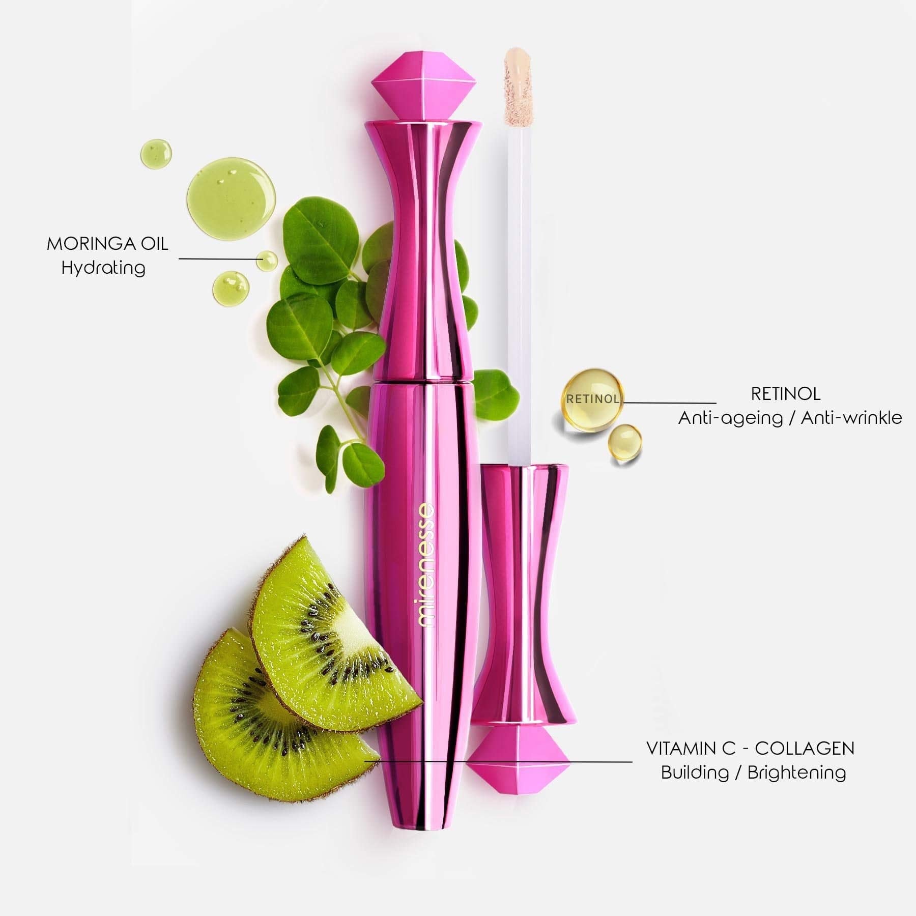 Mirenesse 4-in-1 concealer and brightener primer being applied to the under-eye area.