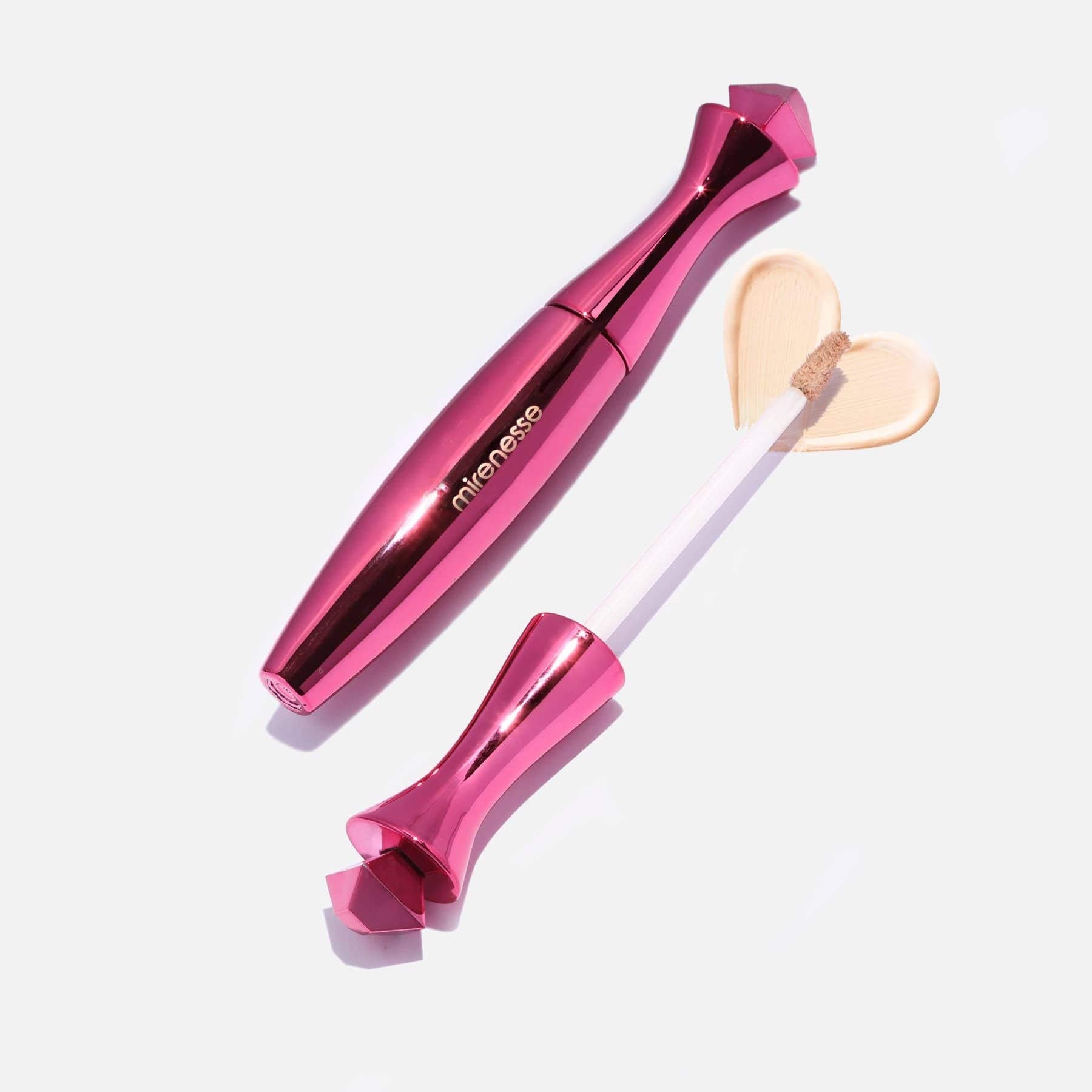 Mirenesse smudge-proof eyeshadow base tube next to its retail box showing authentic details.