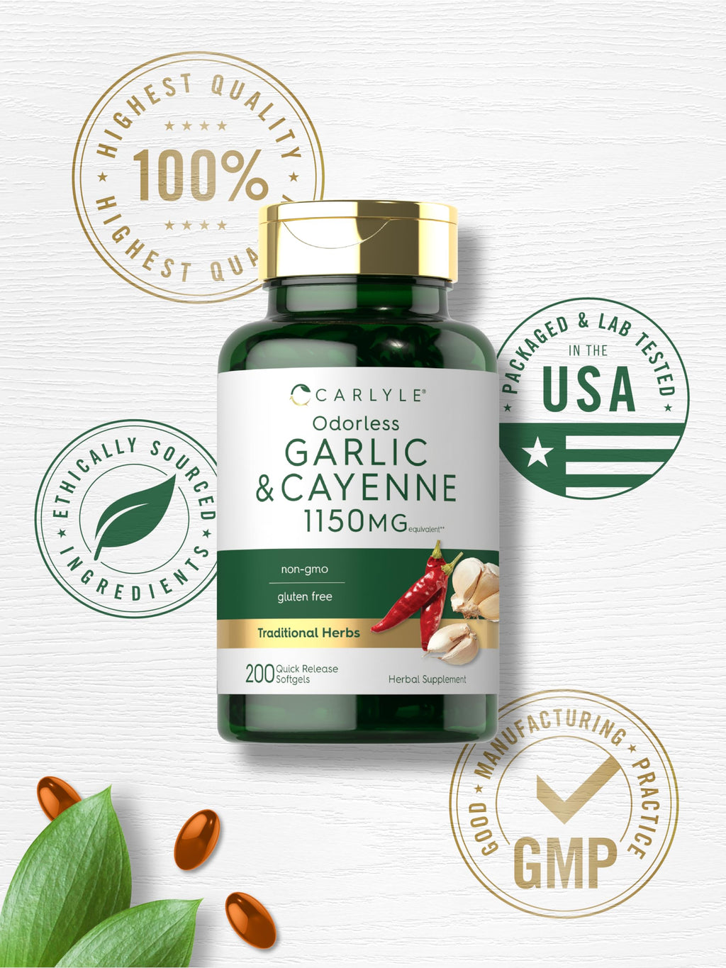 USA imported Carlyle wellness supplement bottle showing authentic product seal and capsule quantity
