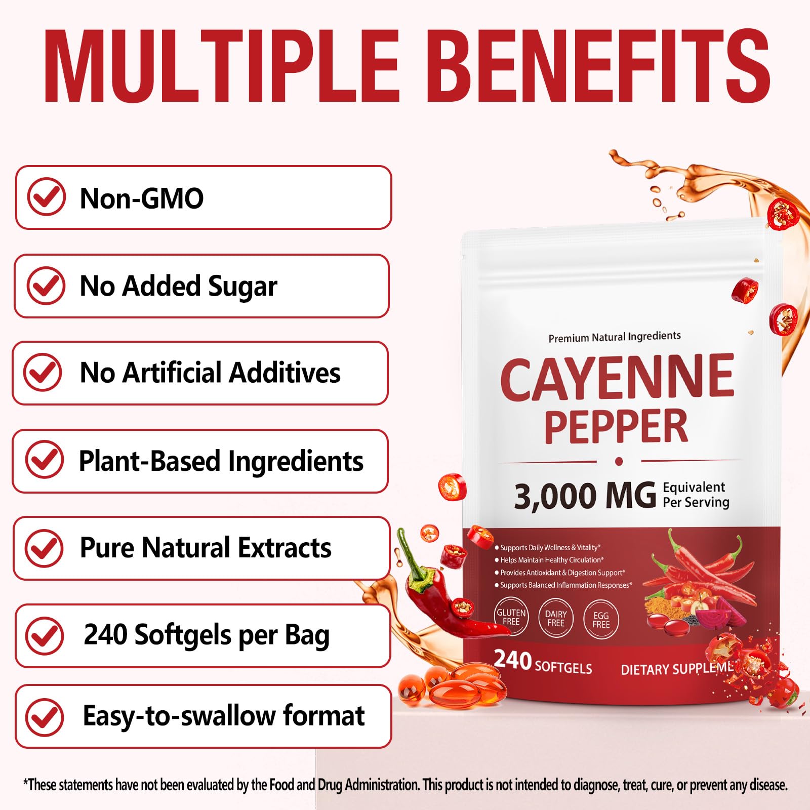 Vogsig Cayenne Pepper supplement 12-in-1 botanical complex ingredient list label view