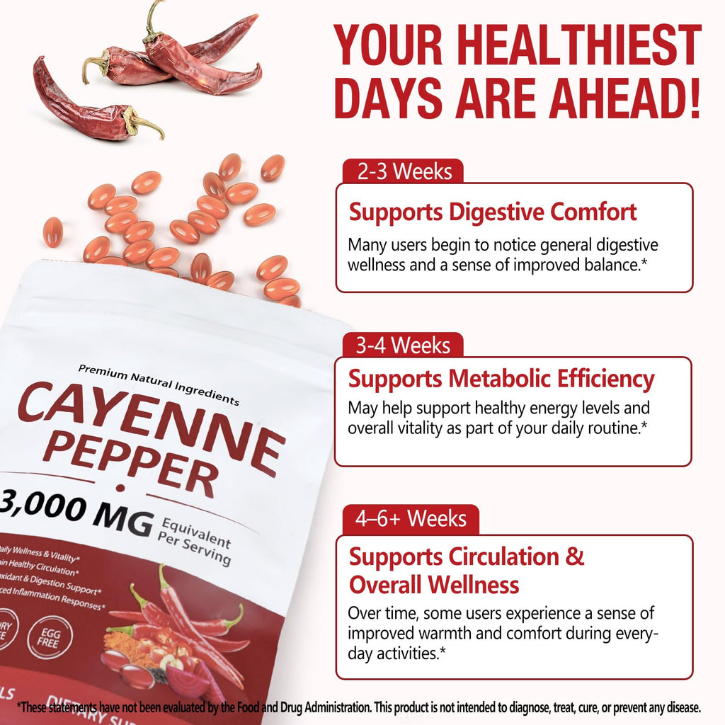 Vogsig Cayenne Pepper bottle showcasing circulation and leg vein wellness benefits