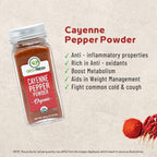 USDA certified organic non-GMO kosher ground red pepper spice bottle.