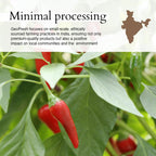 Finely ground fiery cayenne pepper spice showing its vibrant natural color.