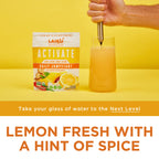 Authentic imported USA superfood drink powder packaging graphics and serving information.