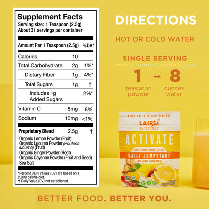 Laird Superfood 2.7 ounce bag showcasing clean plant based hydration mix ingredients.
