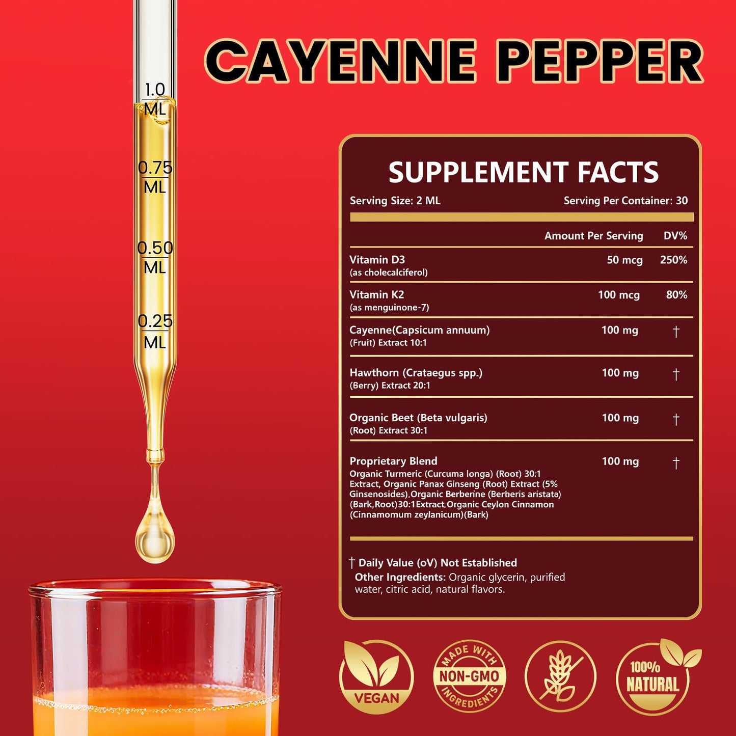 Rshoiw liquid supplement packaging showing hawthorn berry and turmeric ingredients