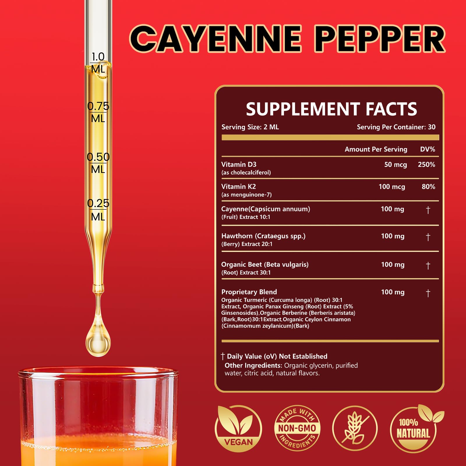 Rshoiw liquid supplement packaging showing hawthorn berry and turmeric ingredients