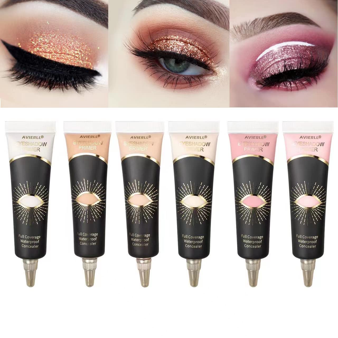 Medium shade cream eye primer texture swatch on hand.