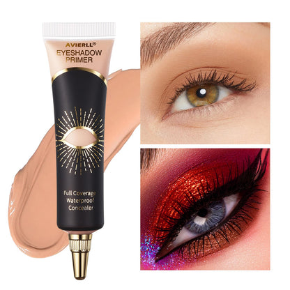 Waterproof eyeshadow base packaging with full coverage product details.