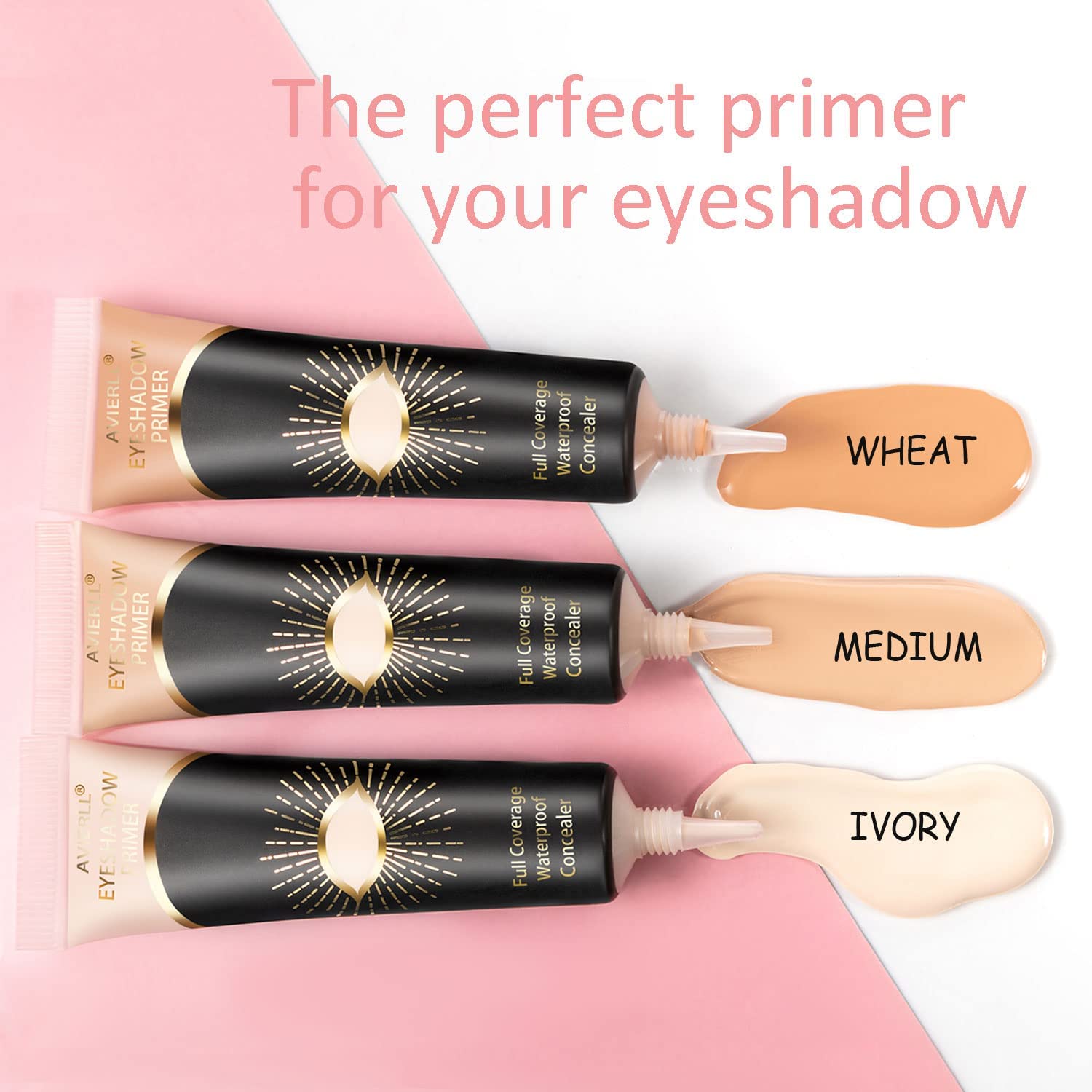 Eye makeup primer displaying the zero buildup formula texture.