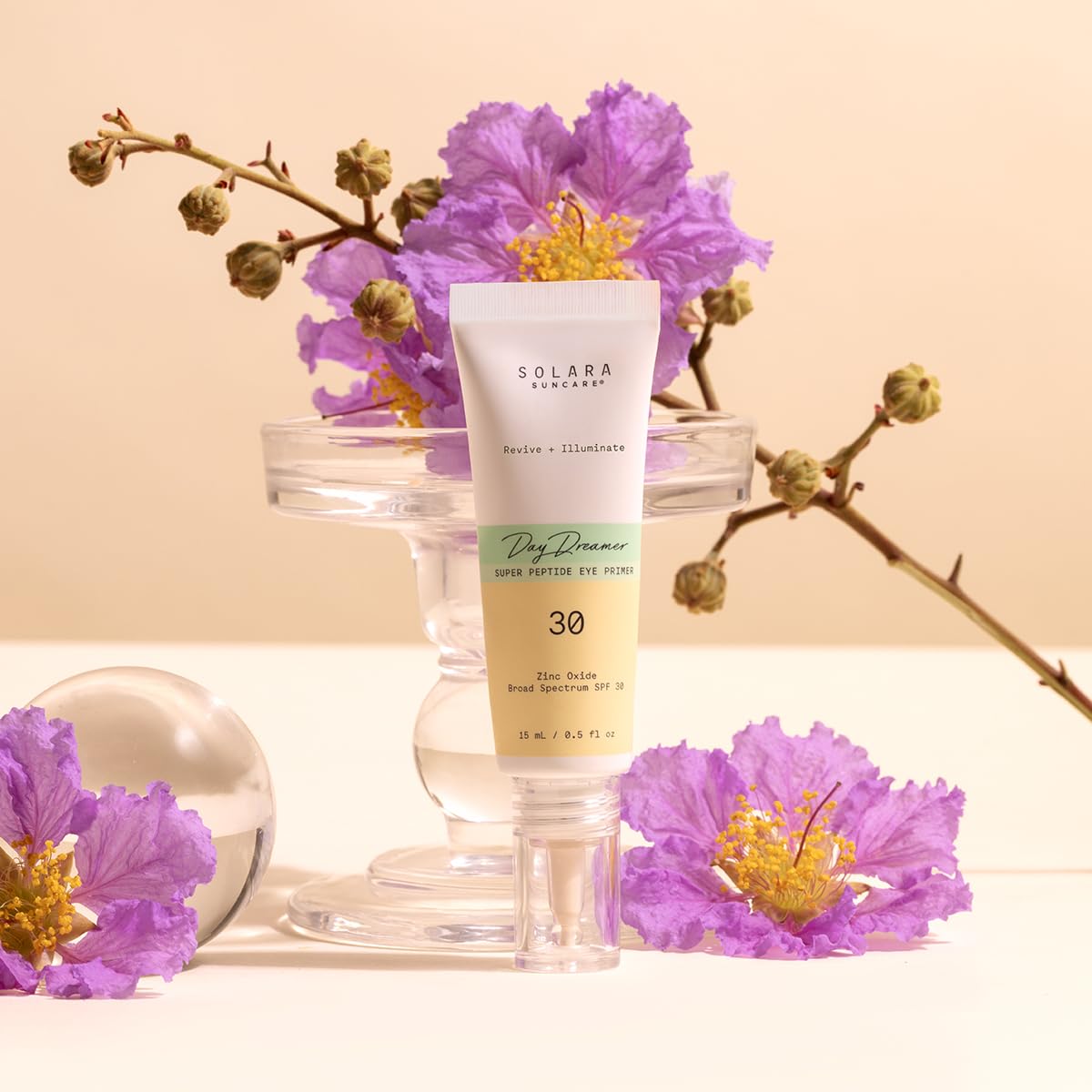 Solara Suncare peptide eye primer fluid texture on skin
