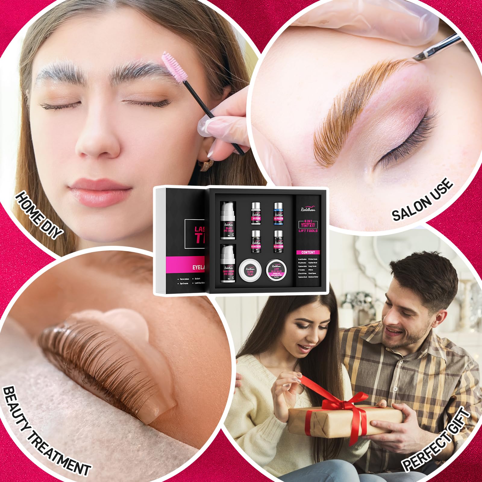 Novobey lash lift kit components showcasing the nutrition serum and cleansing solutions.