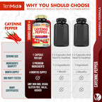 Side panel view of authentic USA imported Tenmido herbal complex bottle