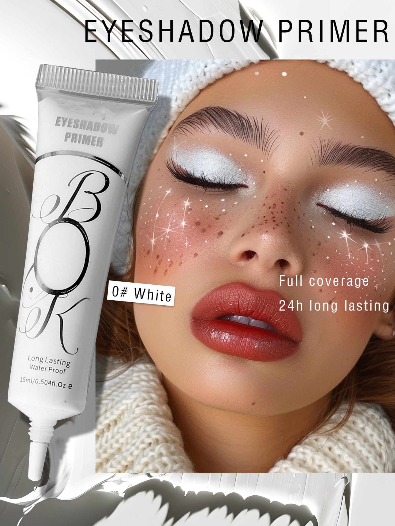 MAEPEOR white eyeshadow primer cream texture being squeezed from fine tip applicator