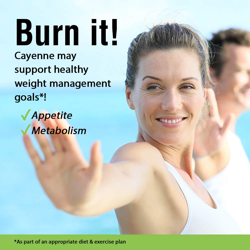 Solaray Cayenne 450 mg metabolic wellness dietary supplement bottle top perspective display.