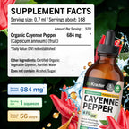 Supplement facts and clean ingredients label on the cayenne pepper tincture bottle.