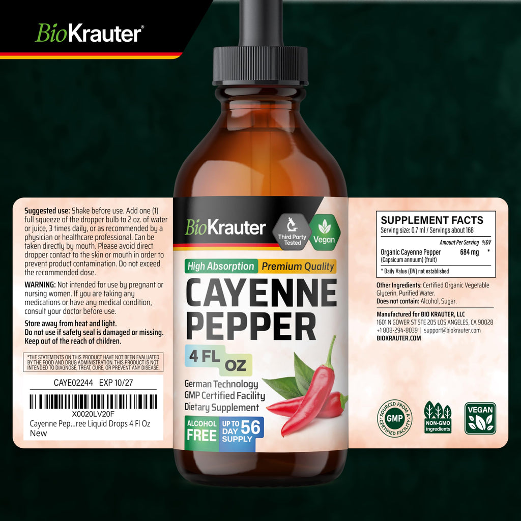 Premium glass bottle packaging of BIO KRAUTER vegan circulatory support tincture.