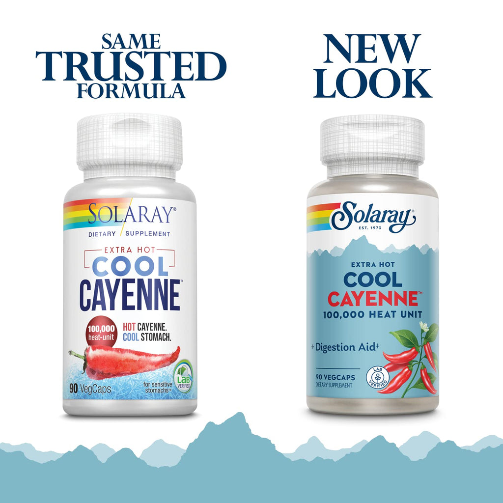 Solaray Extra Hot Cool Cayenne 90 vegetarian capsules nutrition facts panel