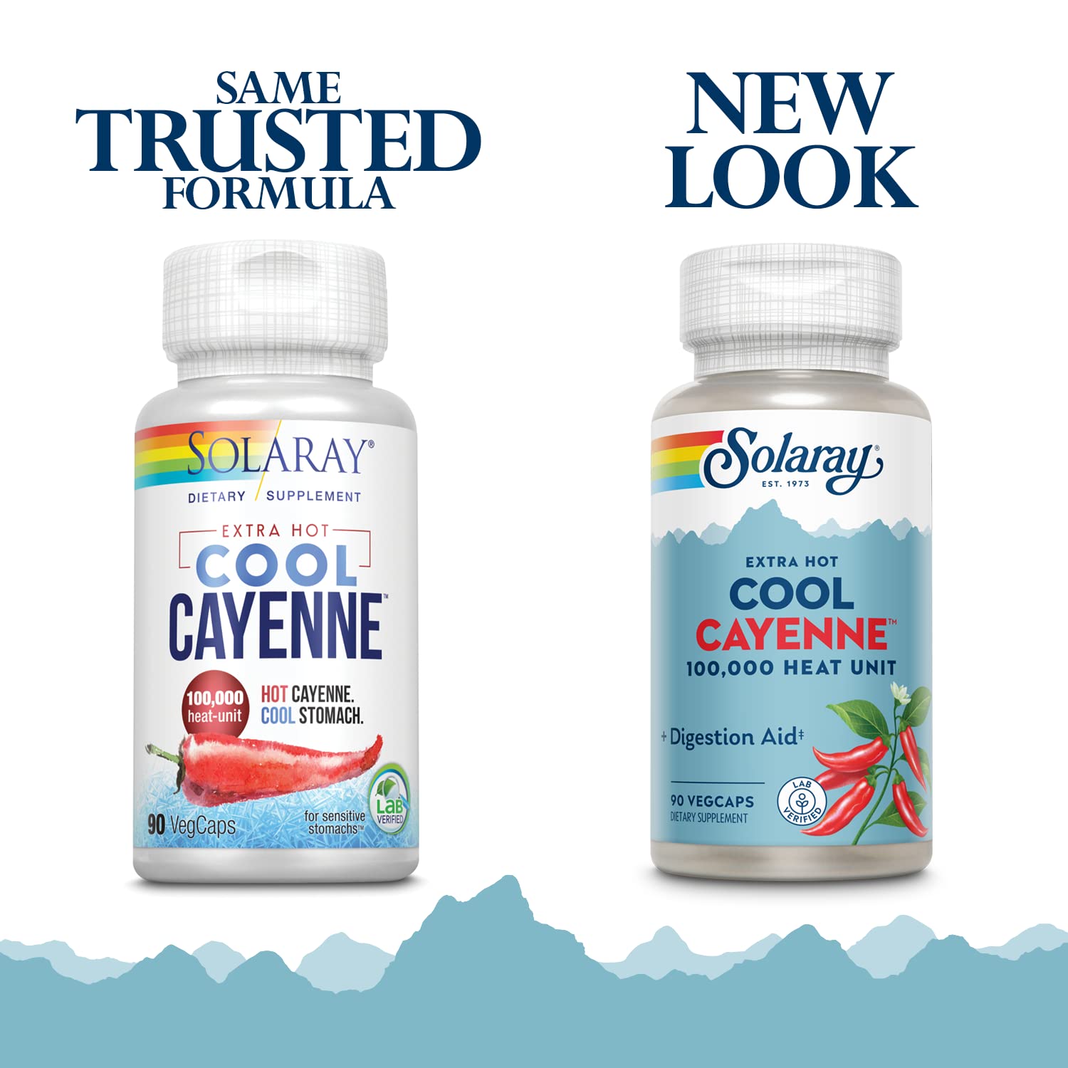 Solaray Extra Hot Cool Cayenne 90 vegetarian capsules nutrition facts panel