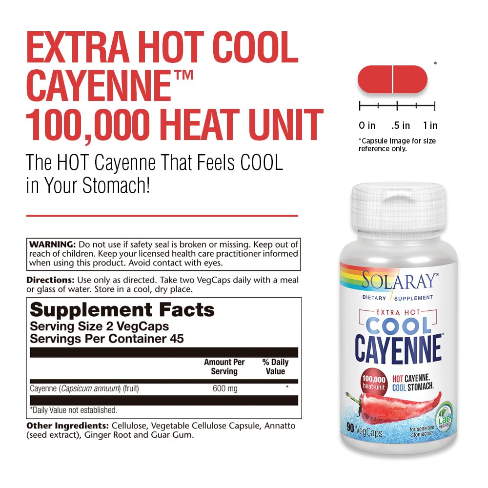Solaray Bio Cool Capsaicin digestion support supplement packaging detailed view