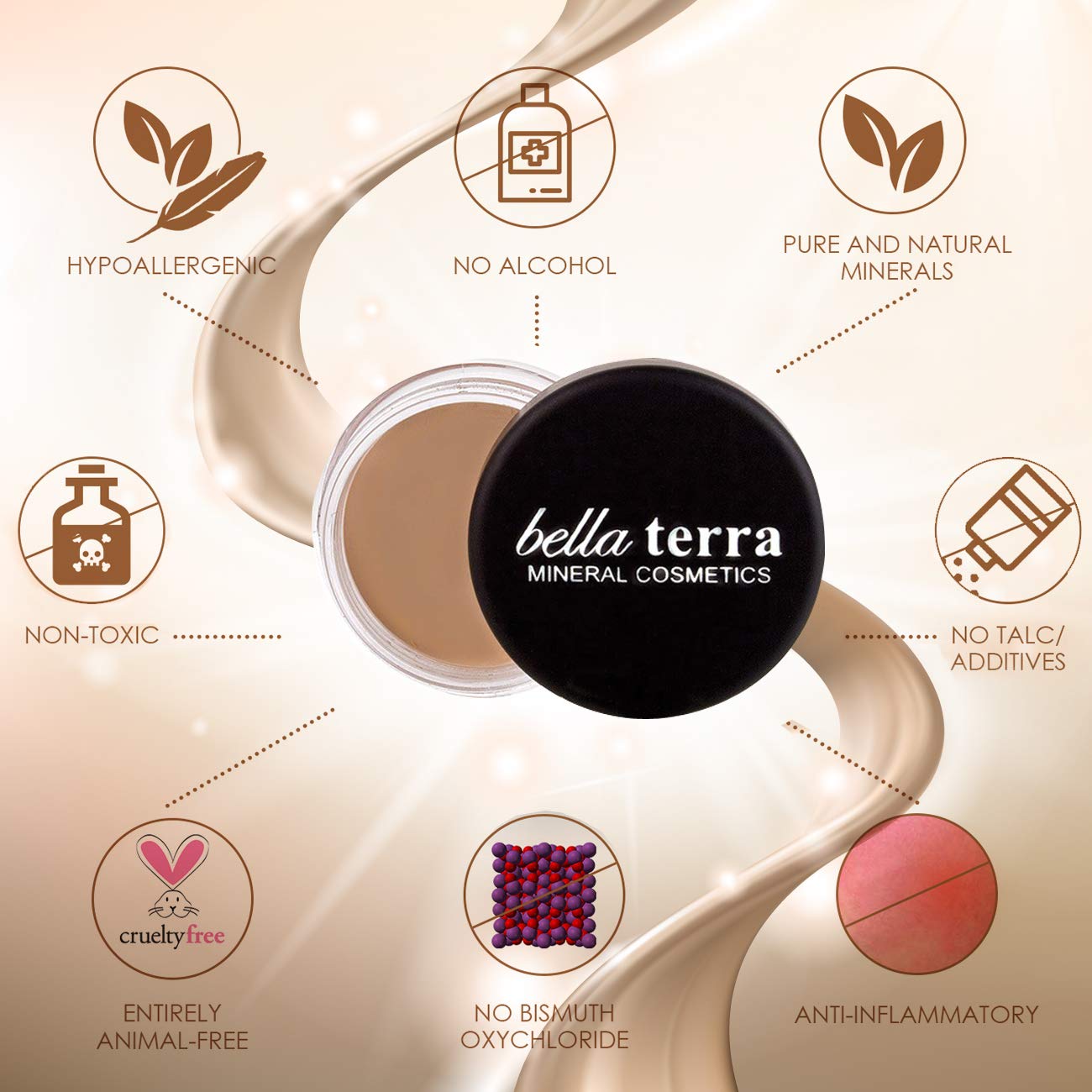 Bellaterra Cosmetics matte finish eye primer container showing product details