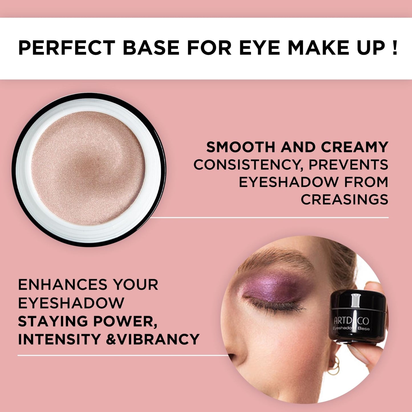 Artdeco vegan eye primer packaging highlighting anti crease features