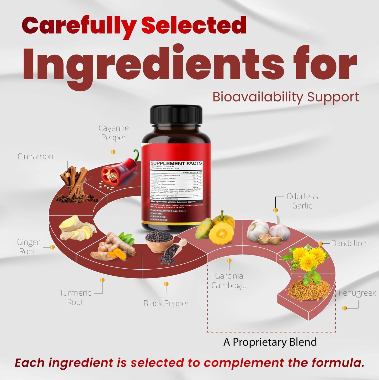 VEGATOT Cayenne Pepper 150 vegan capsules supplement facts label