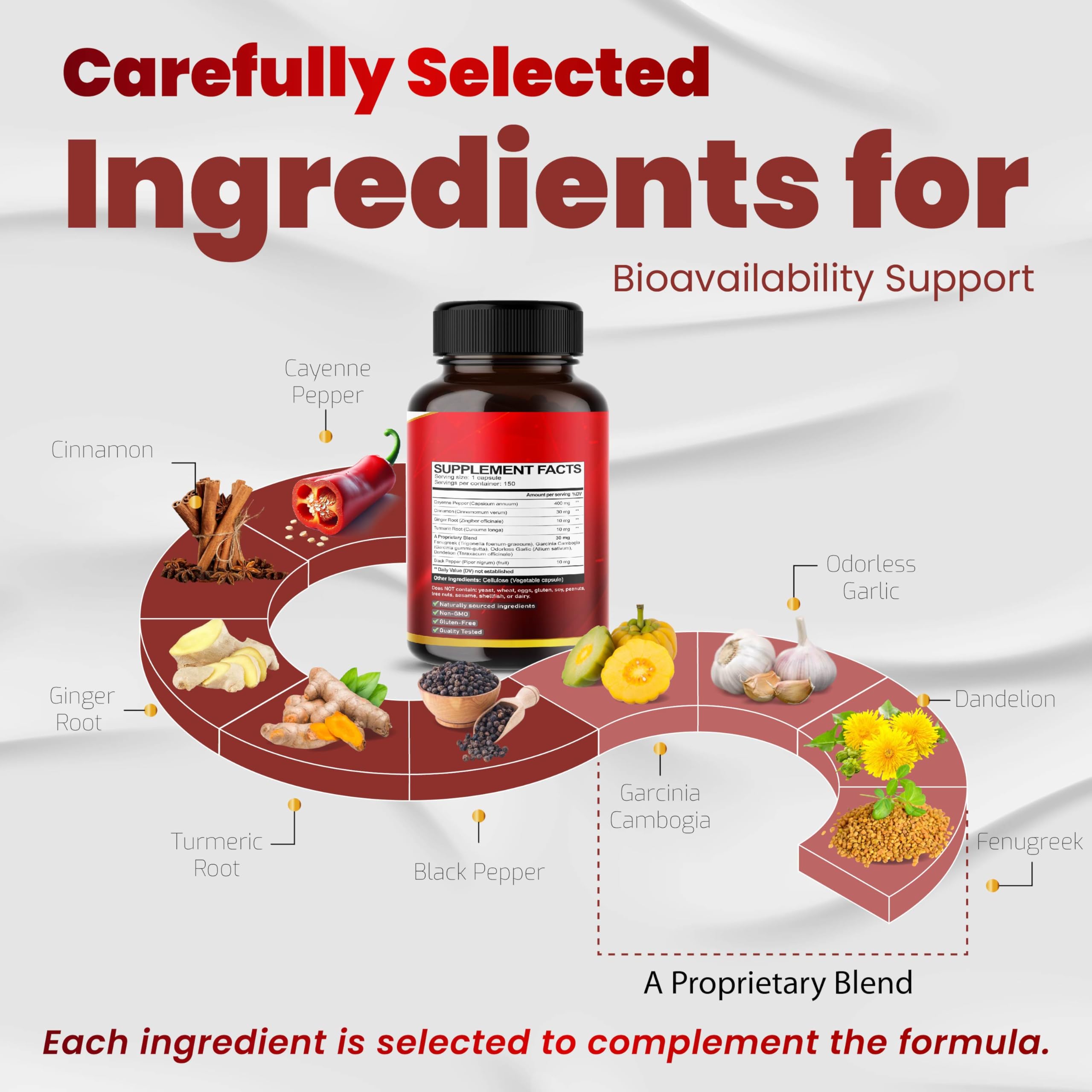 VEGATOT Cayenne Pepper 150 vegan capsules supplement facts label