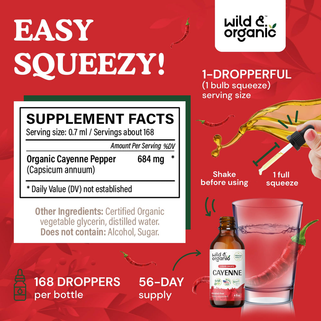 Alcohol free vegan liquid capsaicin drops dropper application close up view