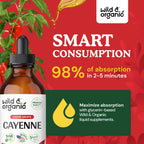 Wild and Organic Cayenne Pepper non GMO supplement bottle displaying ingredients and directions