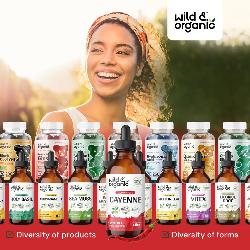 Authentic USA sourced Wild and Organic dietary supplement premium bottle display