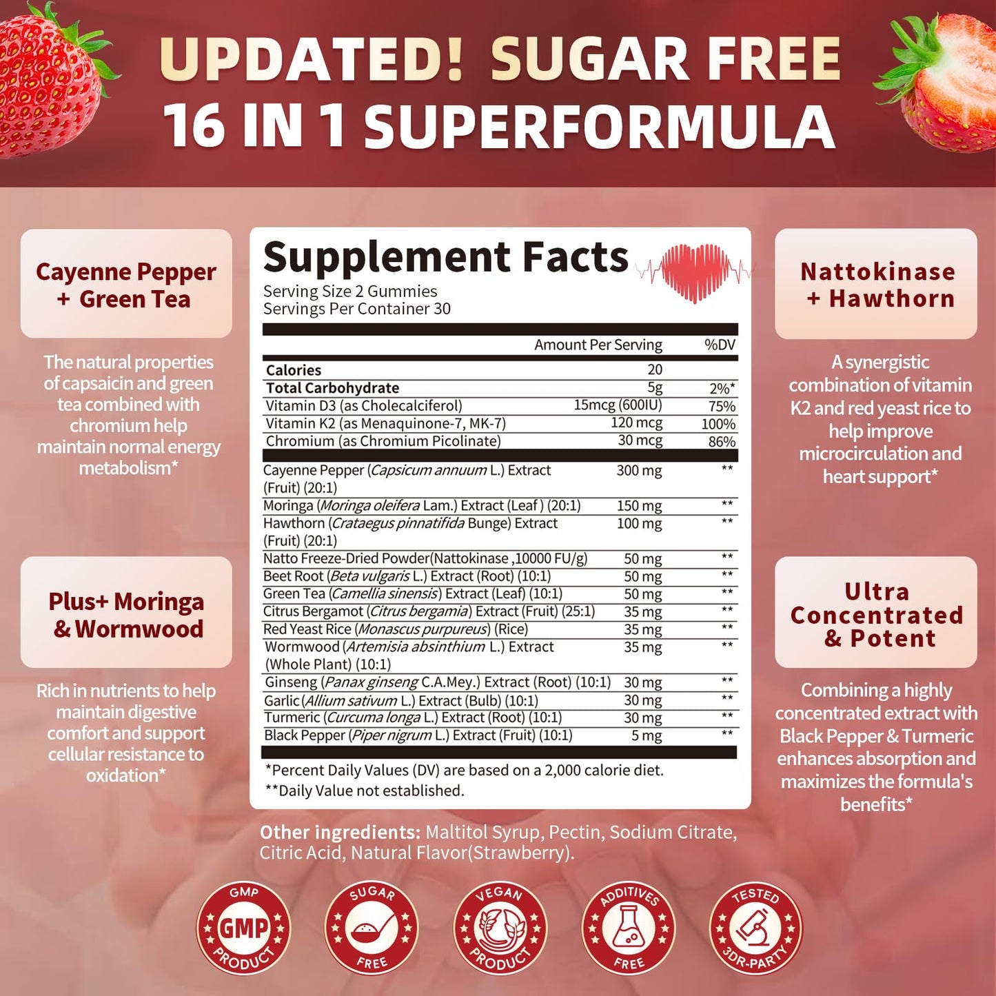 Lukaree sugar free capsaicin supplement complex nutrition label and ingredients list