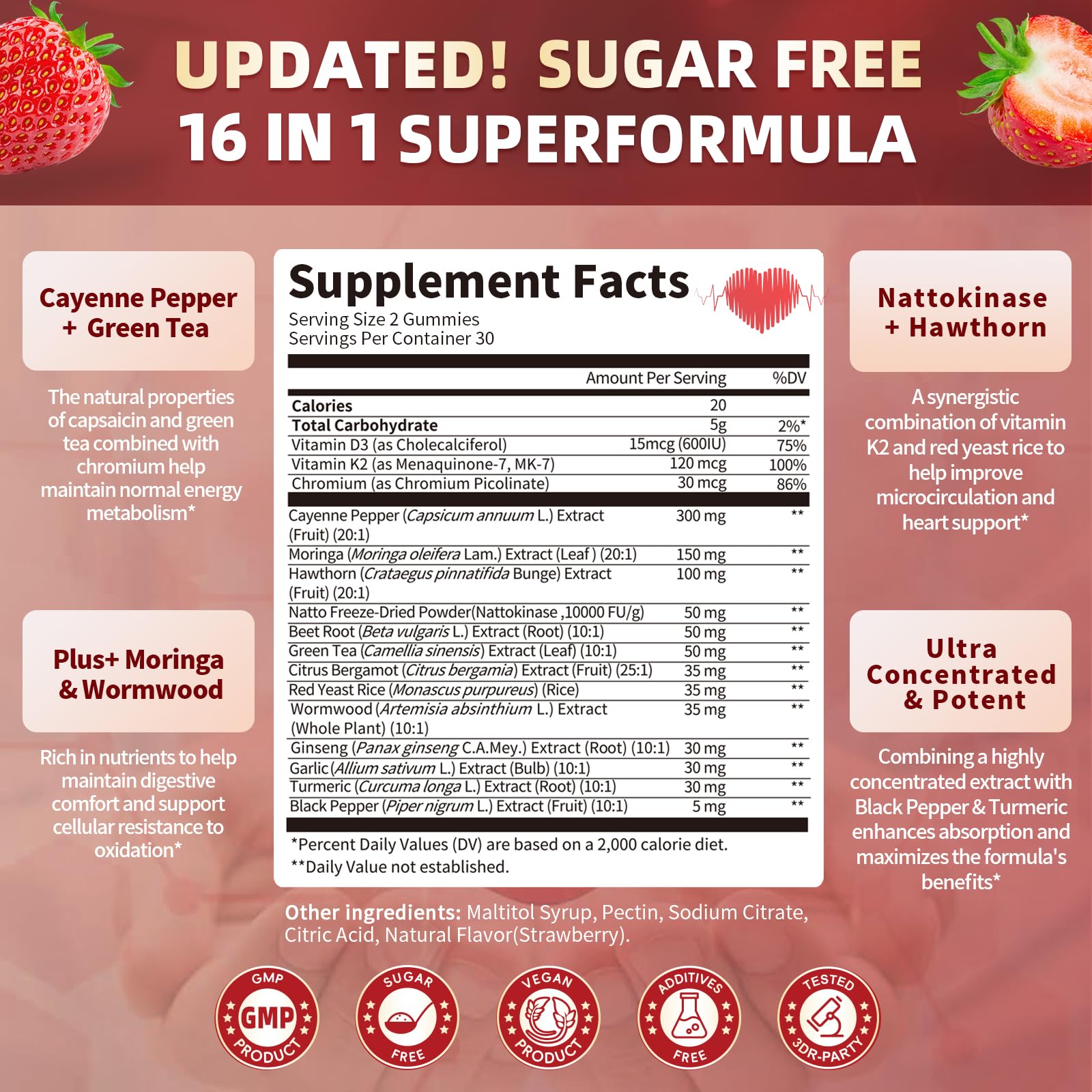 Lukaree sugar free capsaicin supplement complex nutrition label and ingredients list