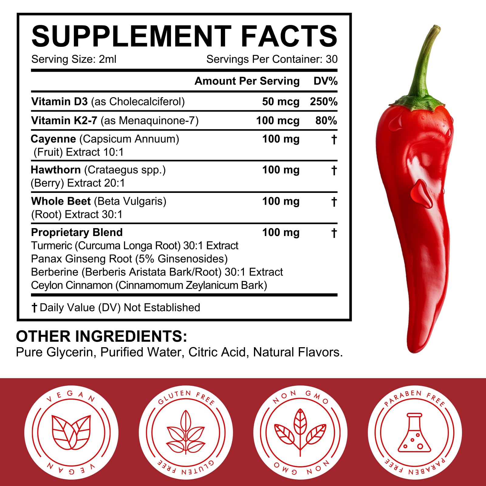 Arkture Cayenne Pepper Hawthorn Beet Root Turmeric supplement facts and ingredients panel