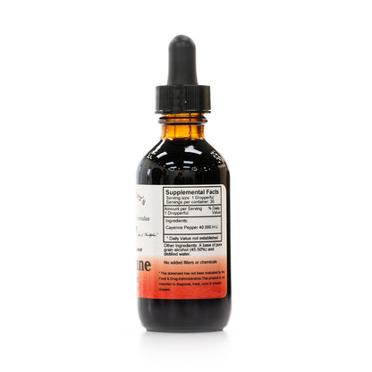 Christophers Original Formulas liquid cayenne pepper dietary supplement showing dropper applicator details