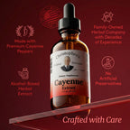 Premium cayenne fruit liquid extract formula highlighting the clean ingredient list and purity seal