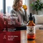 Dr Christophers Original liquid cayenne dropper bottle showcasing packaging size and volume metrics