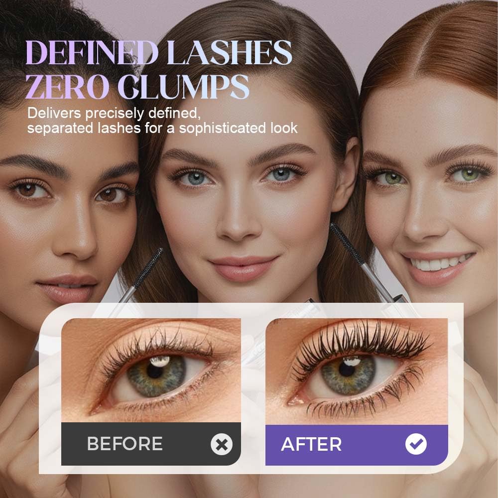 Sleek metallic tube eyelash primer showcasing the innovative curling applicator wand