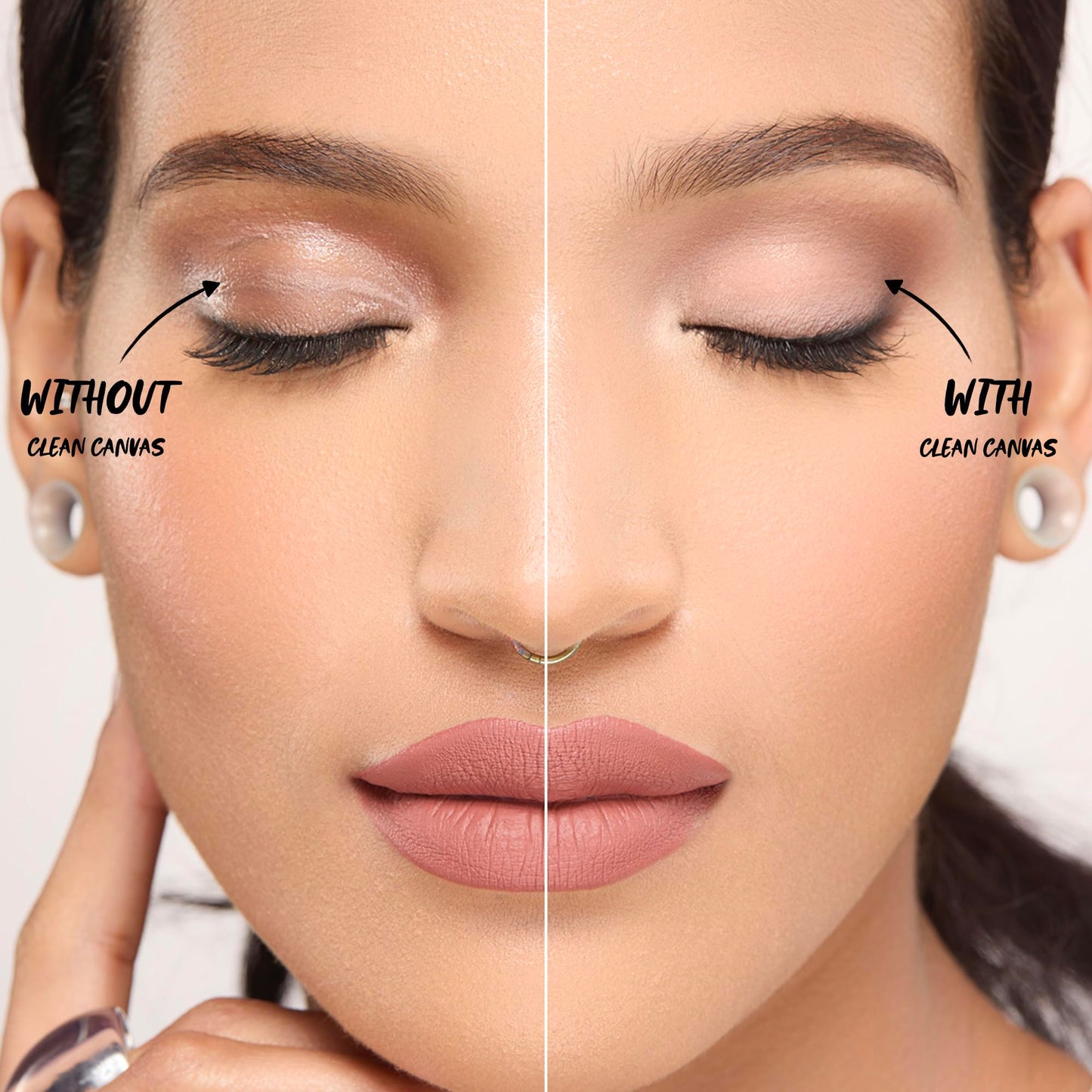 Smudge proof eyeshadow primer cream inside a glass jar for smooth makeup finish