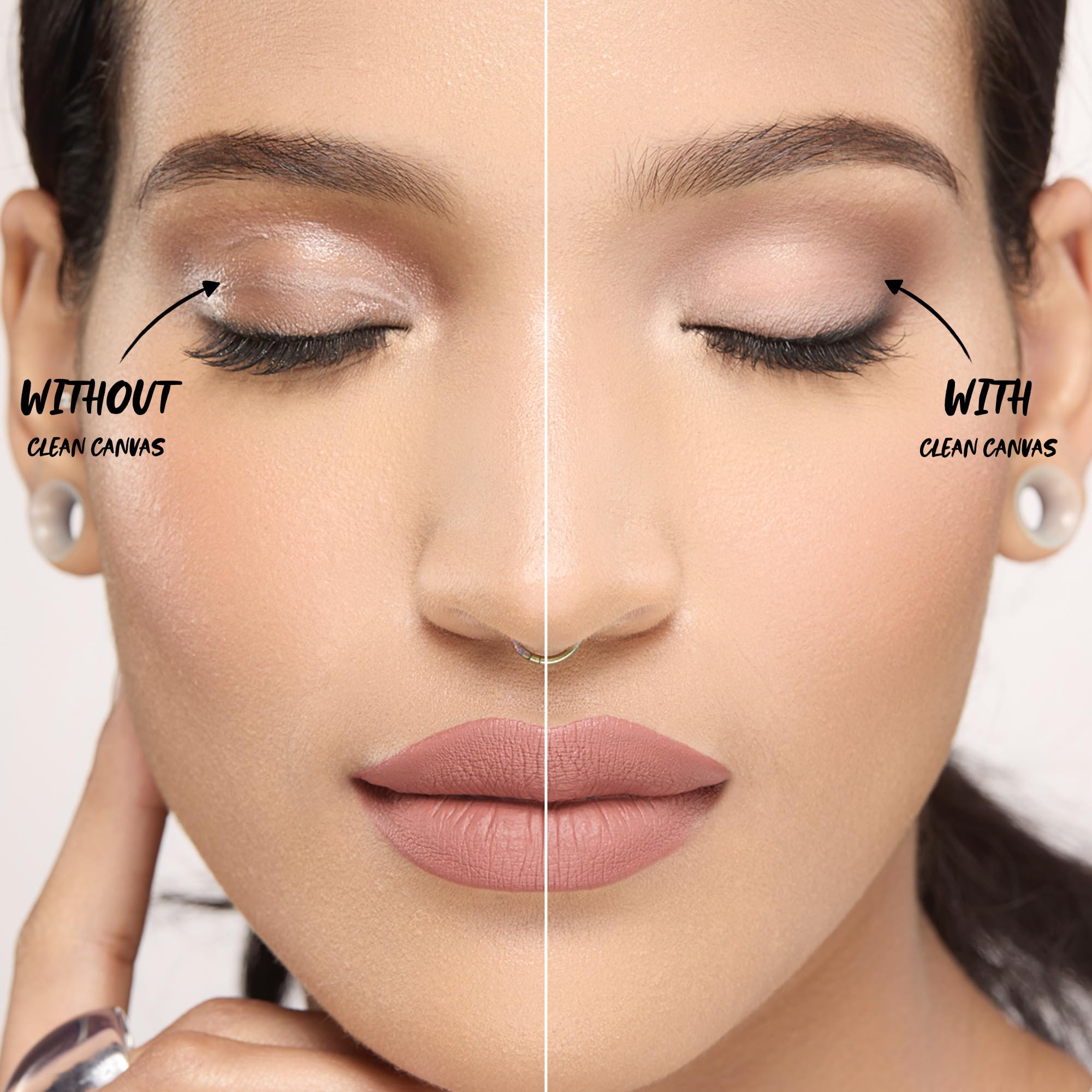 Smudge proof eyeshadow primer cream inside a glass jar for smooth makeup finish